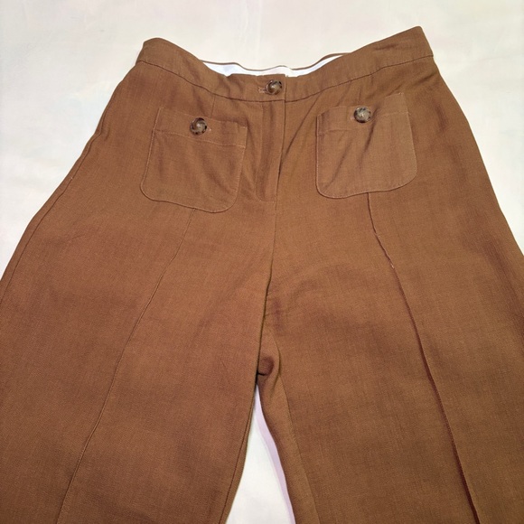 Sezane- Emilio Trousers in Brown Hazelnut Size FR 40 / US Large Crop Ankle - Picture 3 of 9